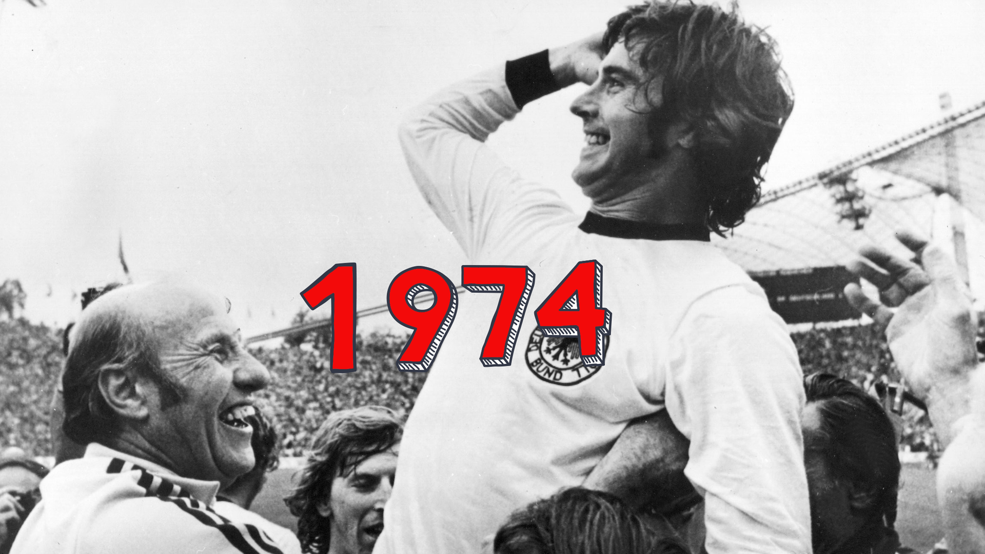 Gerd Müller nach dem WM-Titelgewinn 1974
