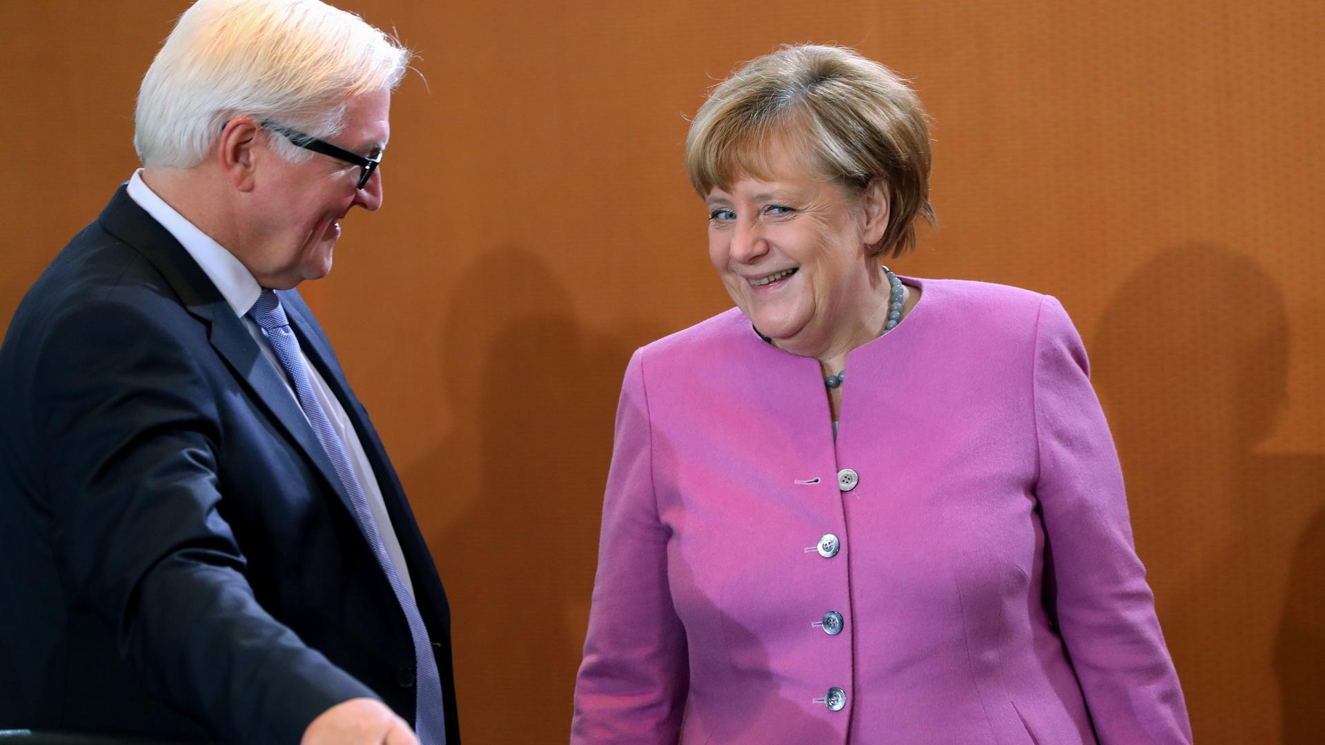Steinmeier und Merkel auf einer Pressekonferenz