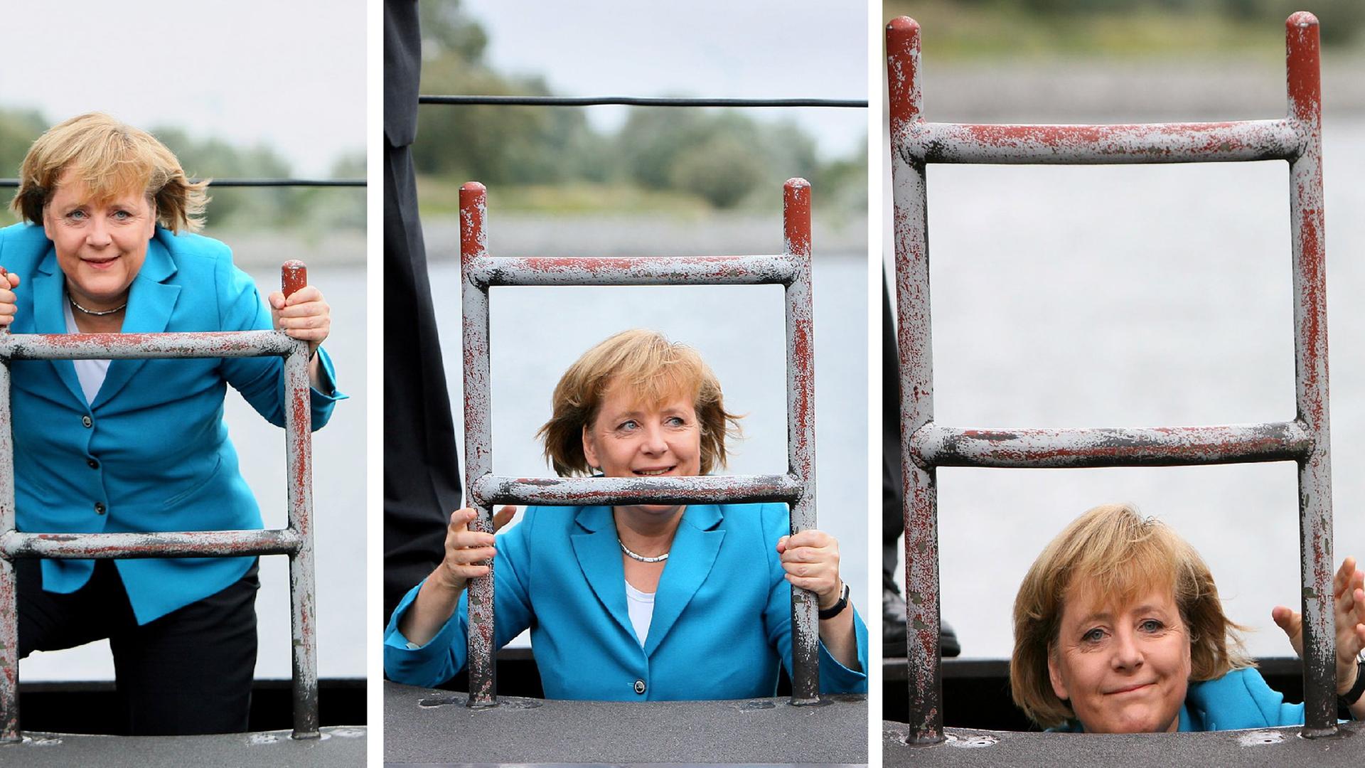 Merkel lächelt in die Kmaera, im Hintergrund ist der Reichstag zu sehen. 