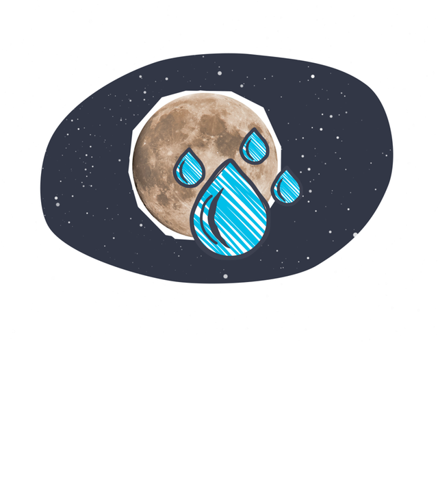 Fotomontage: Der Mond mit Wassertropfen