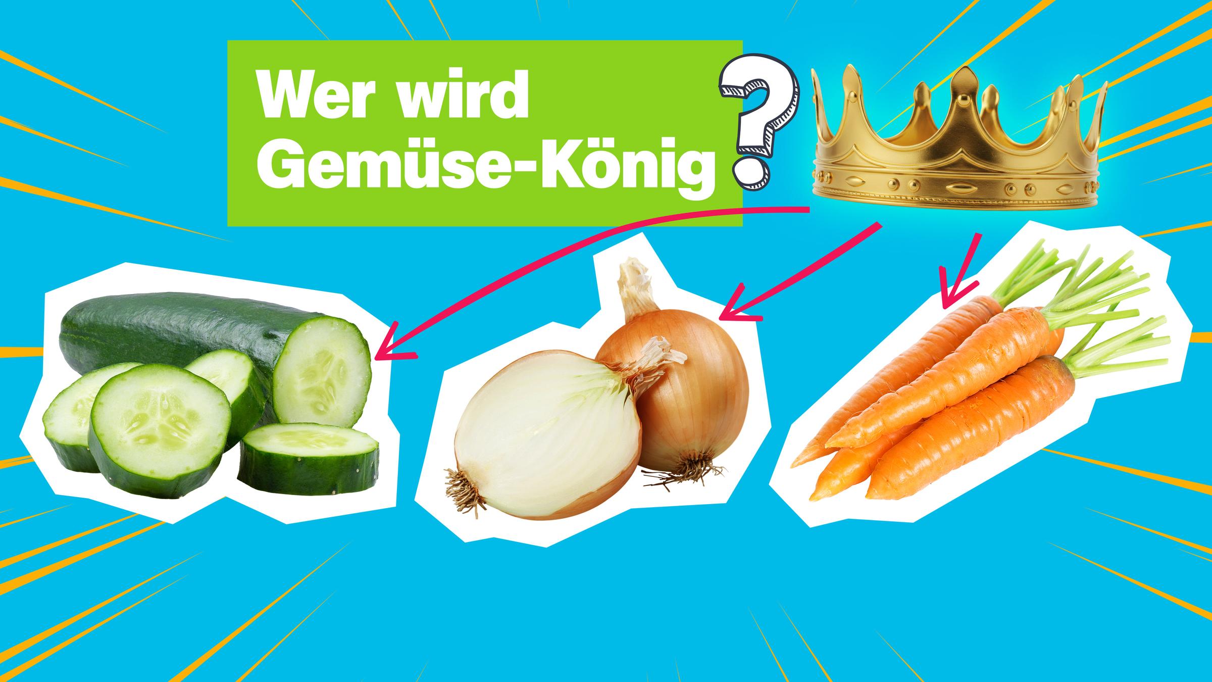 Wer wird Gemüsekönig?; Gurke; Zwiebel; Karotte