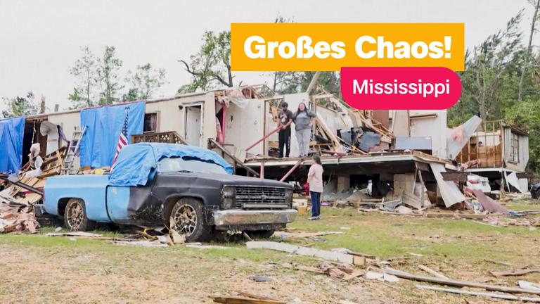 Von einem Tornado zerstörter Platz; Großes Chaos!; Mississippi