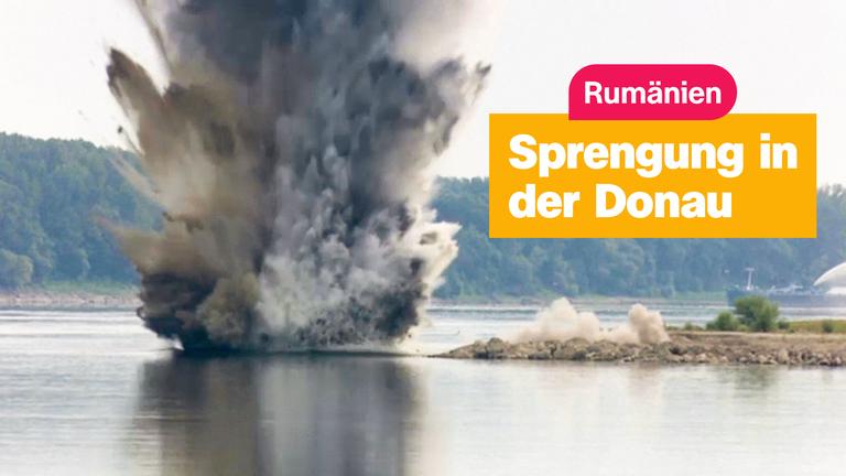 Explosion im Wasser: Sprenung in der Donau in Rumänien.