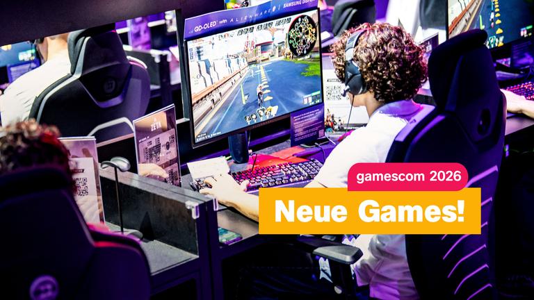"Neue Games!": Ein Junge zockt auf der gamescom 2026 ein Videospiel.