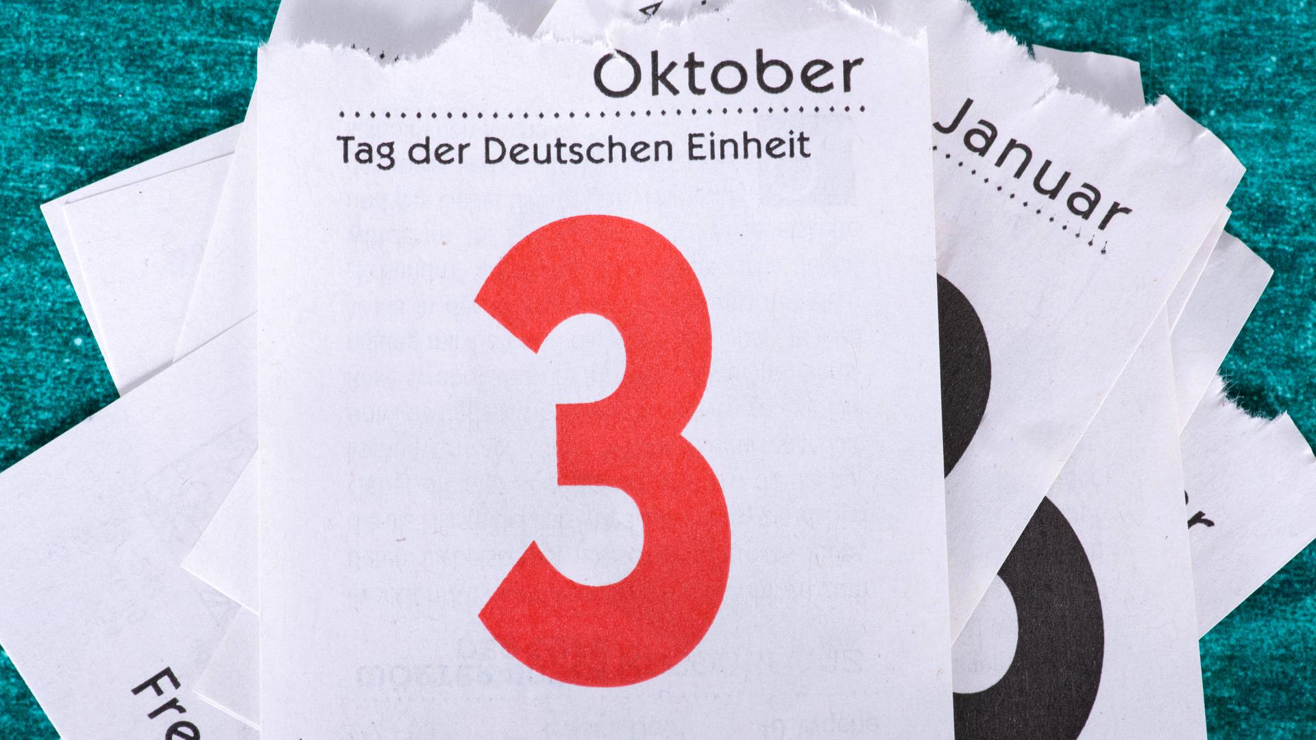 3. Oktober auf einem Kalender