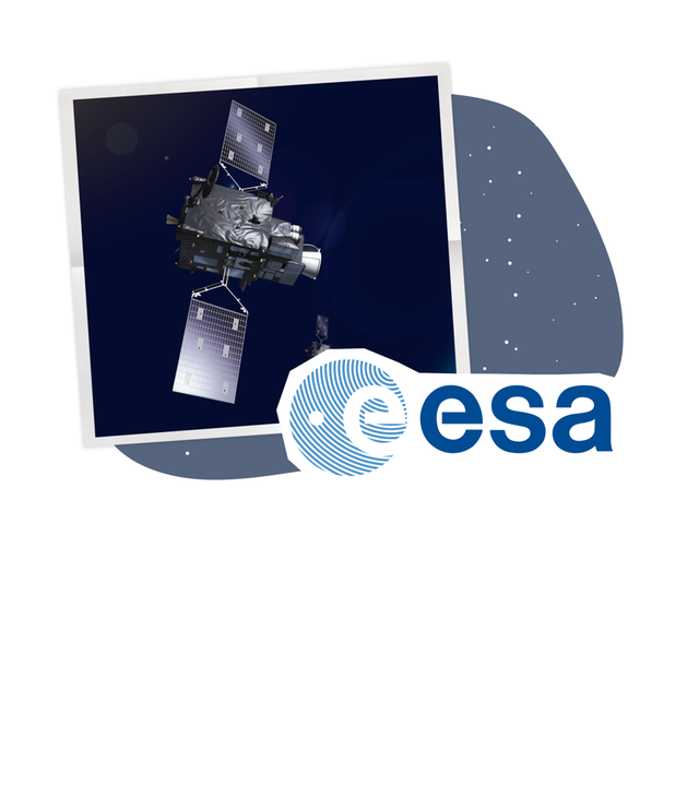 Bild von Satellit und das ESA-Logo 