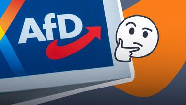 Anschnitt eines AfD-Plakats, daneben fragendes Emoji