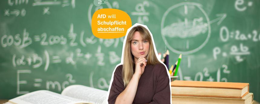 Thumbnail Reel: Johanna steht nachdenklich vor der Schultafel.