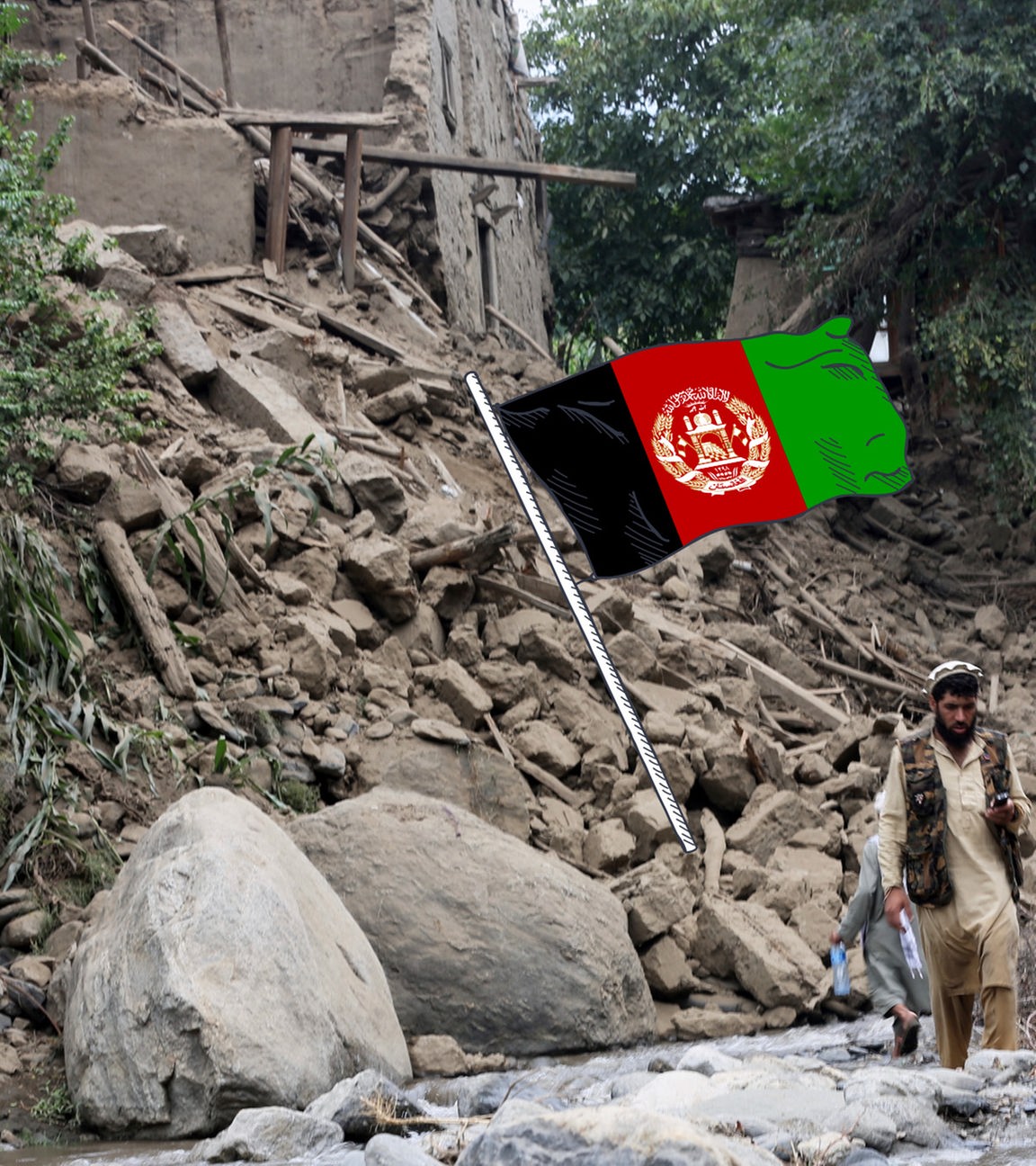 Zerstörtes Haus im Erbebengebiet in Afghanistan