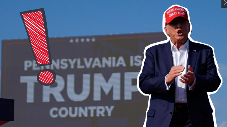 Trump bei Wahlkampfrede mit Ausrufezeichen