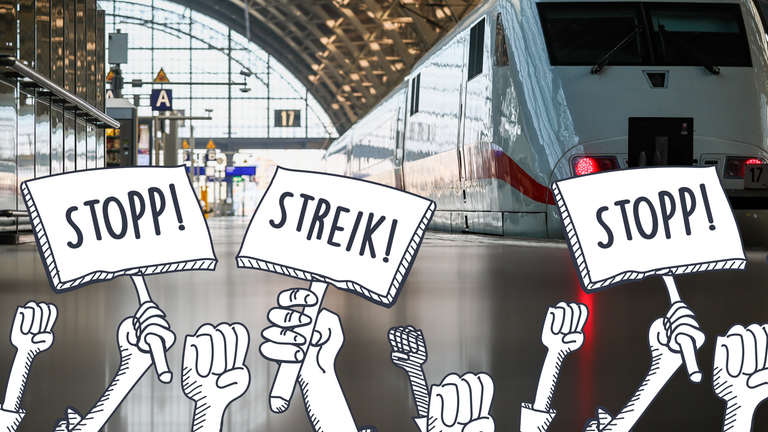 Bahnhof von Leipzig, ein Zug steht am Gleis