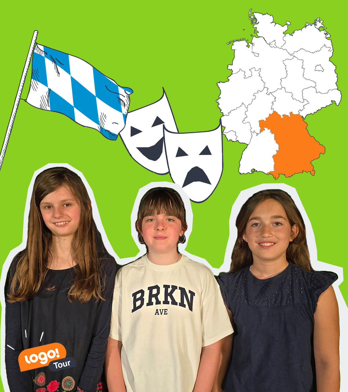 Bayern Karte, Flagge, Kinder, Theatermasken