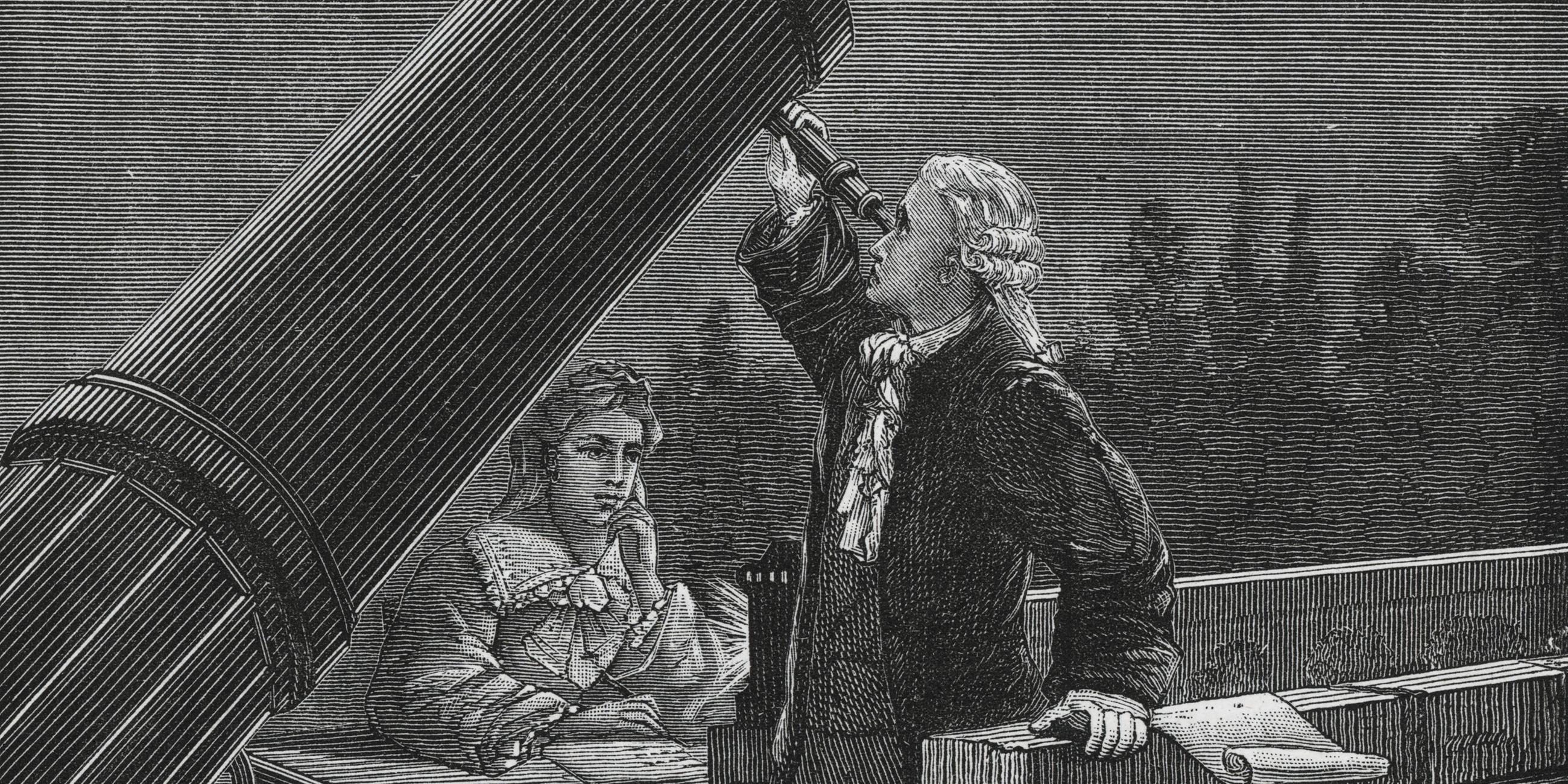 Ein Porträt der Forscherin Caroline Herschel und ihres Bruder William Herschel.