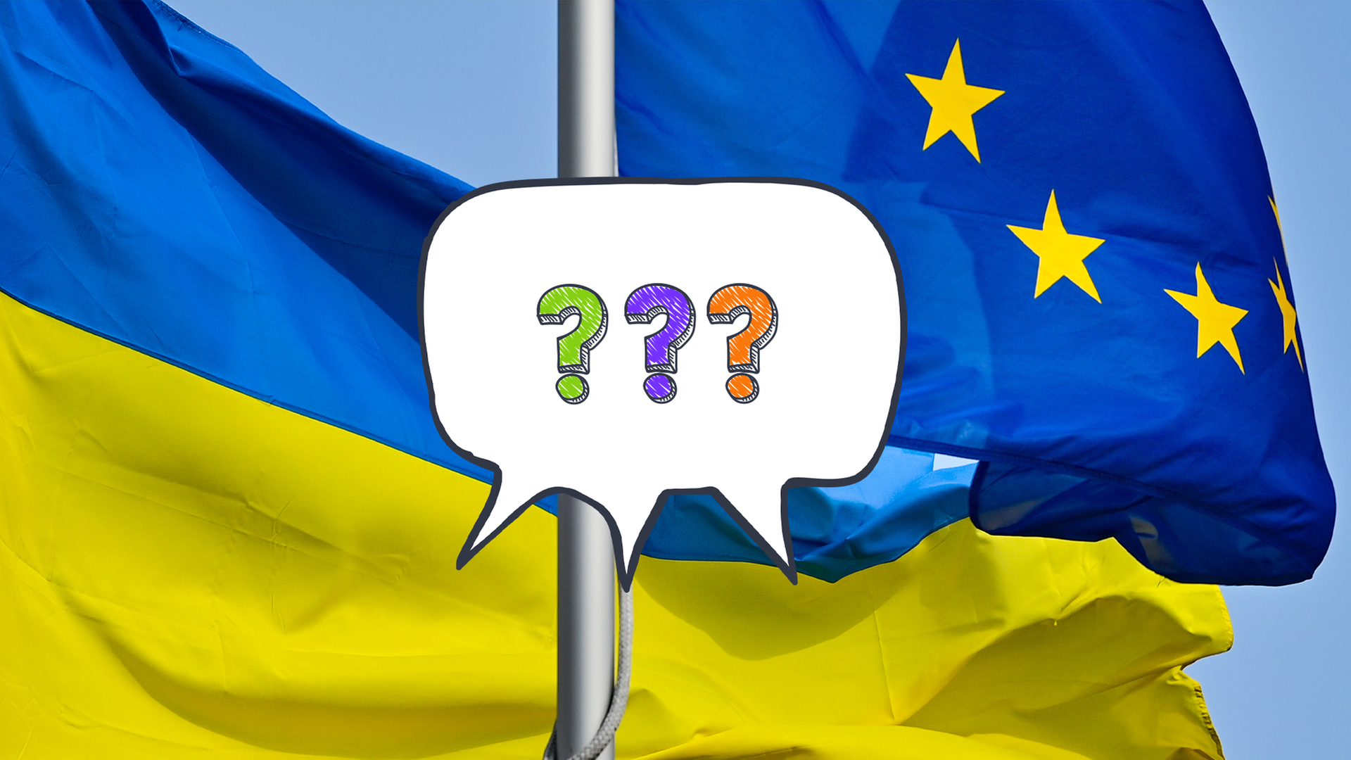 Ukrainische Flagge und Flagge der EU