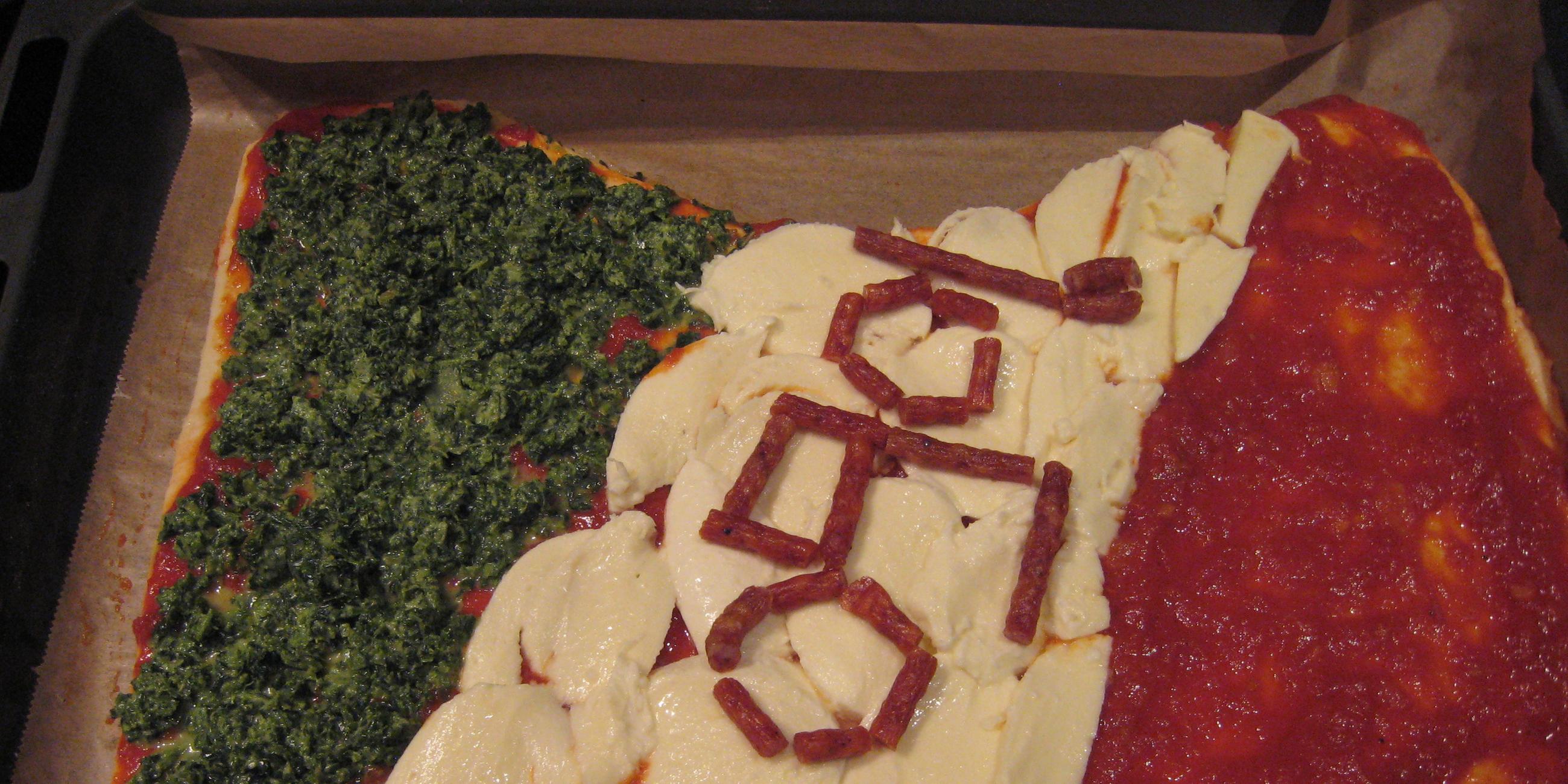 Spinat-Sardellen-Margherita-Pizza von Jella, 10 und Ellin, 7