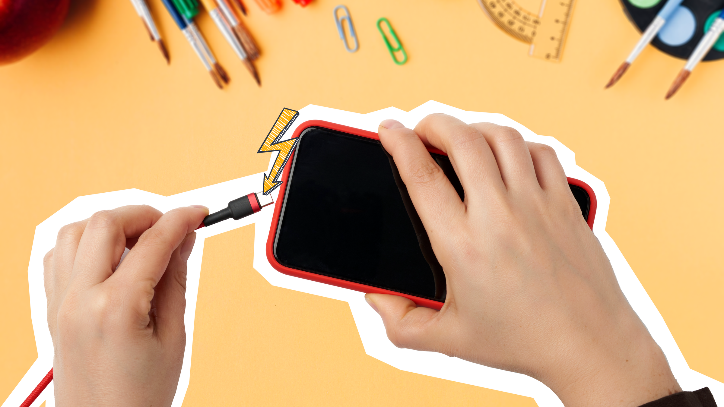 Detail Smartphone wird aufgeladen