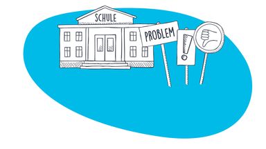 Daumen runter; Probleme in der Schule; Protestschilder