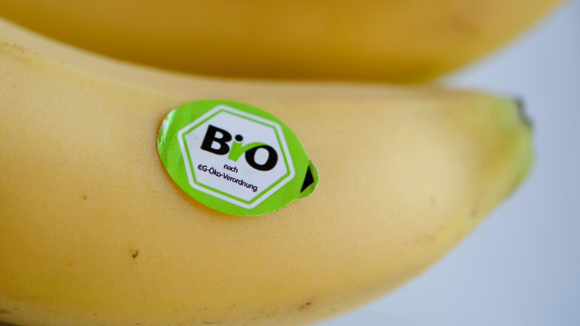 Banane mit einem "Bio" Aufkleber