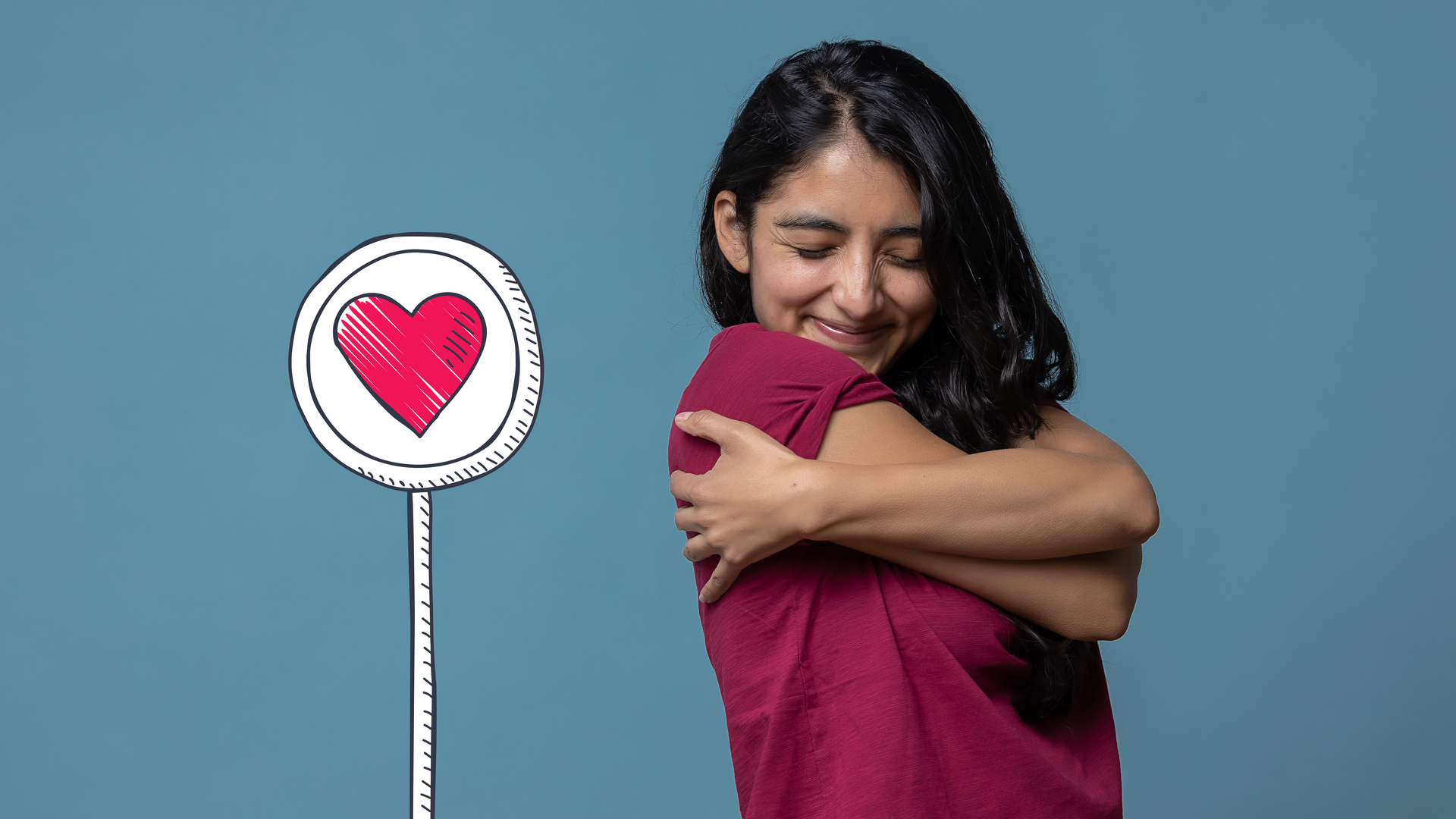 Mädchen umarmt sich selbst 