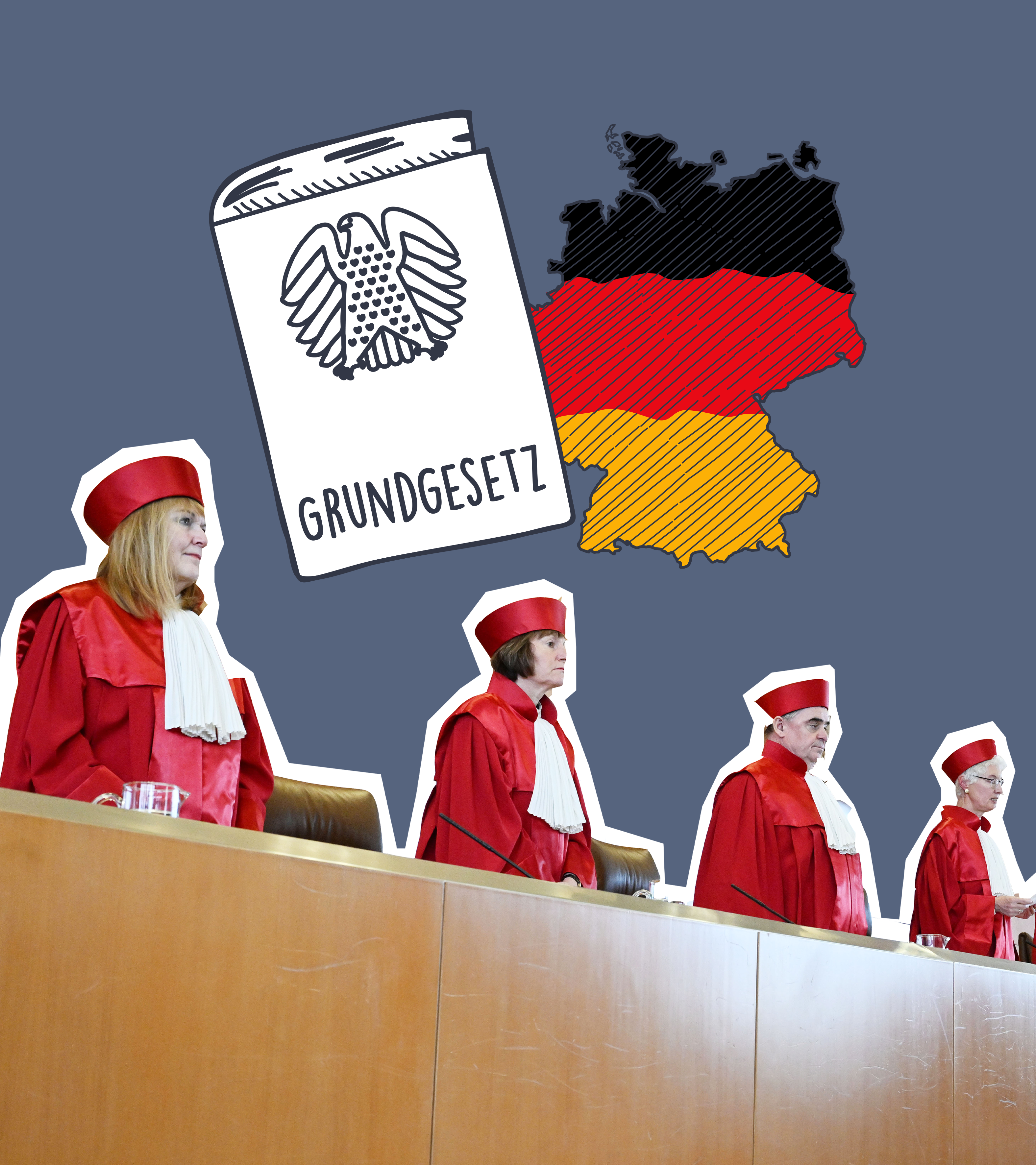 Die Richterinnen und Richter verkünden ein Urteil.
