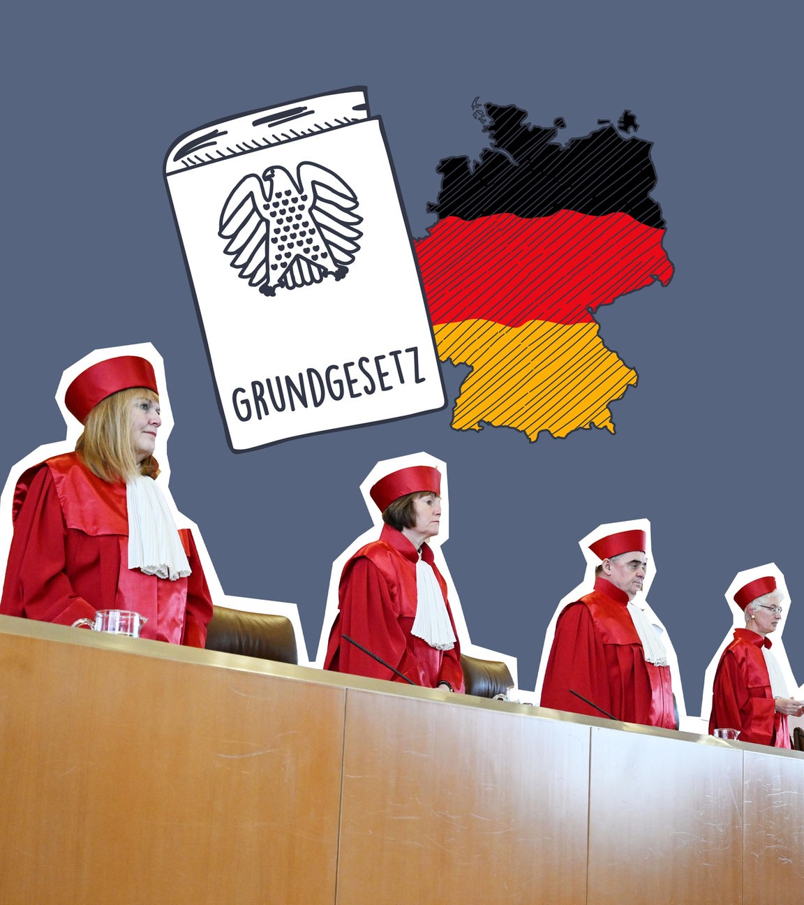 Die Richterinnen und Richter verkünden ein Urteil.