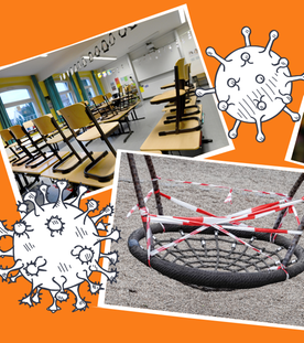 Leere Klassenzimmer, Abstandsregeln, abgesperrte Spielplätze