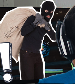 Räuber kommt aus Laptop