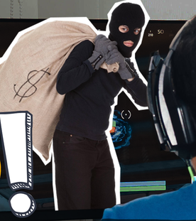 Räuber kommt aus Laptop