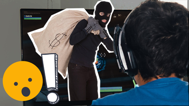 Räuber kommt aus Laptop