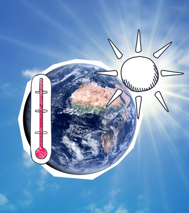 Sonne und rotes Ausrufezeichen 