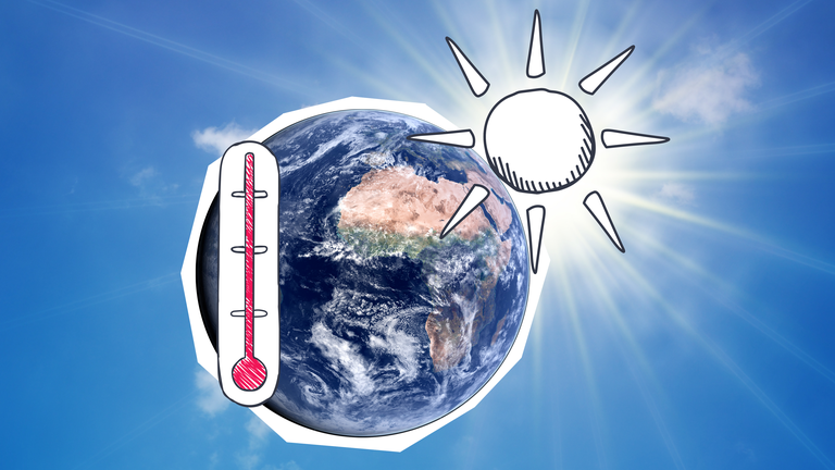 Sonne und rotes Ausrufezeichen 