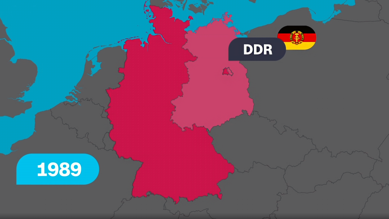 Karte der BRD und der DDR von 1989