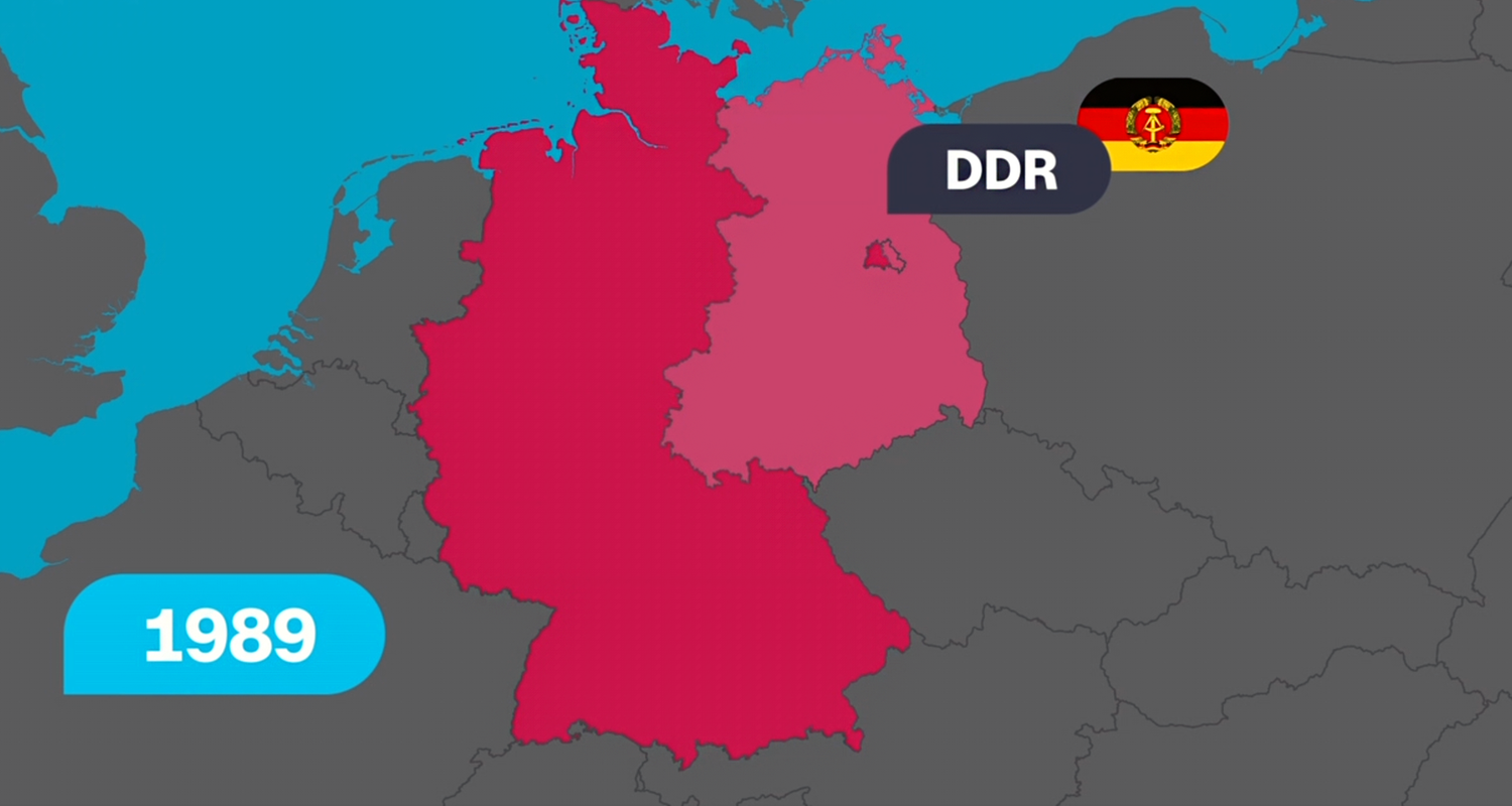 Karte der BRD und der DDR von 1989