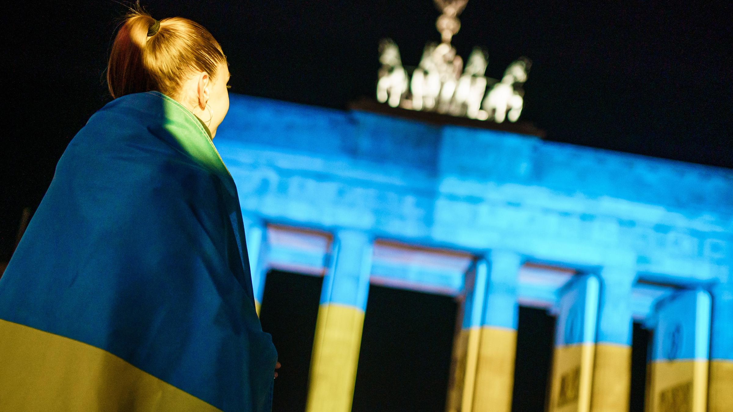 Brandenburger Tor in ukrainischen Farben