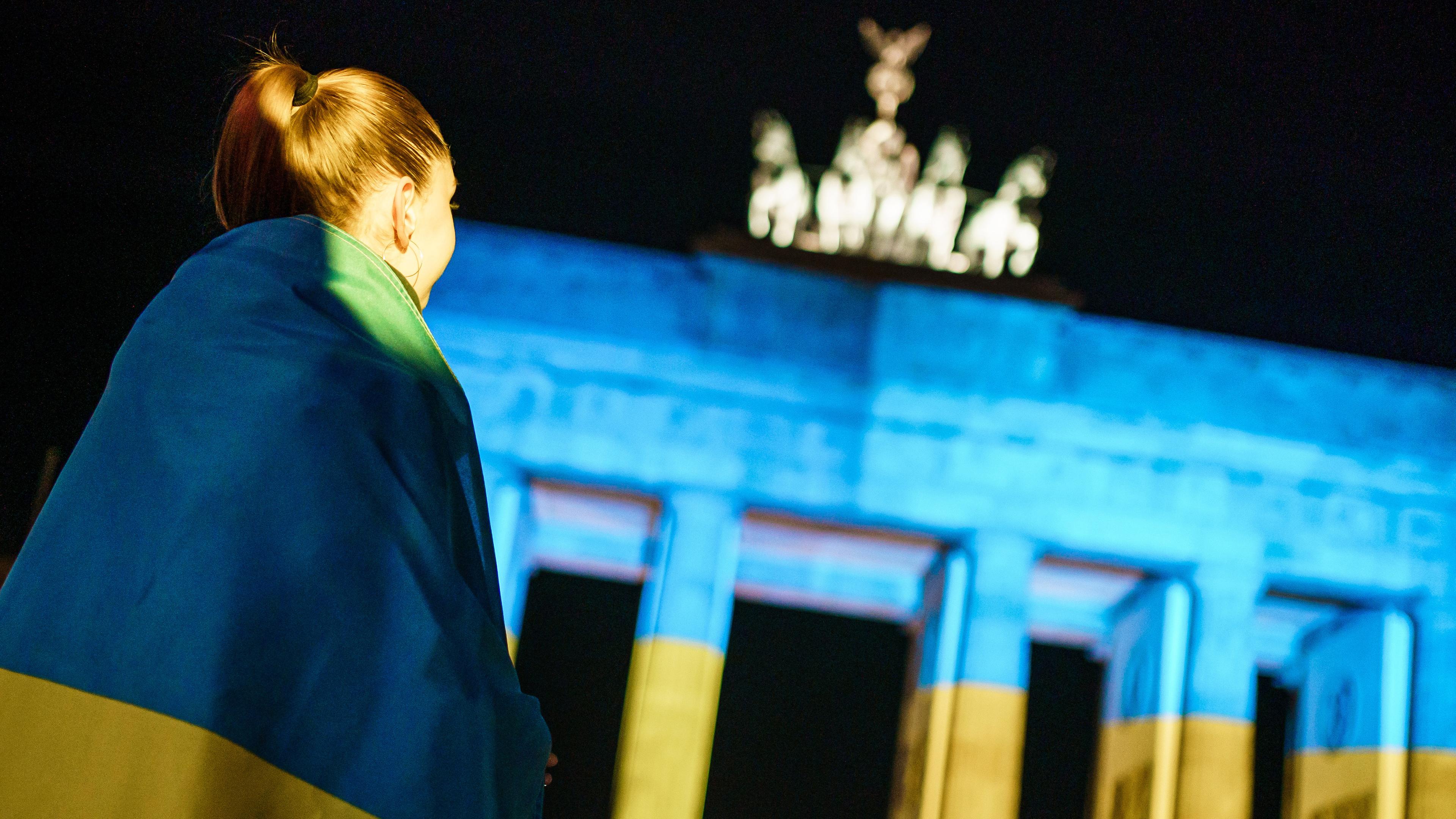 Brandenburger Tor in ukrainischen Farben