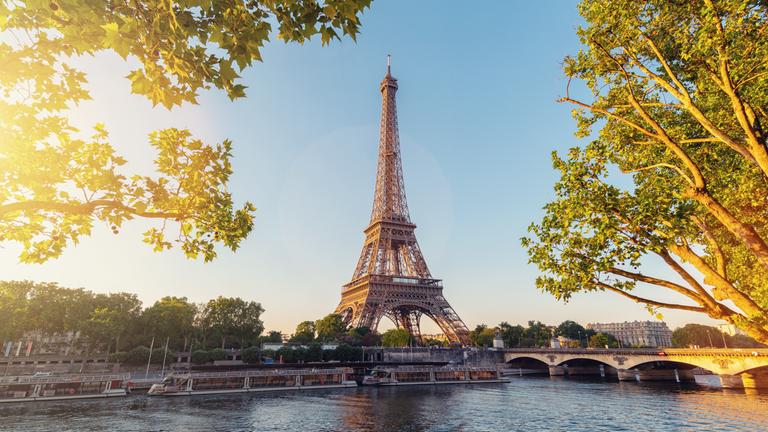 Der Eiffelturm in Paris aus der Ferne 