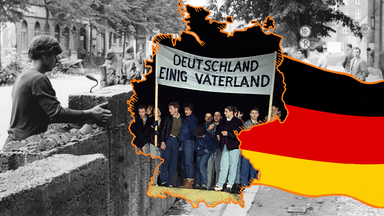 Bau der Mauer, Deutschlandkarte, Einheitsbild, deutsche Flagge