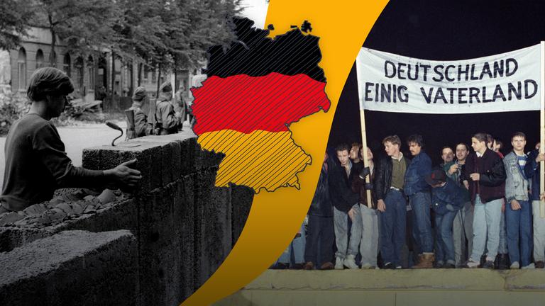 Bau der Mauer, Deutschlandkarte, Einheitsbild, deutsche Flagge