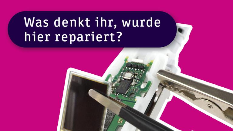 Auf dem Bild sieht man die Hülle einer elektrischen Zahnbürste, die auseinandergenommen wird. Eine Pinzette entnimmt der elektrischen Zahnbürste Einzelteile. 