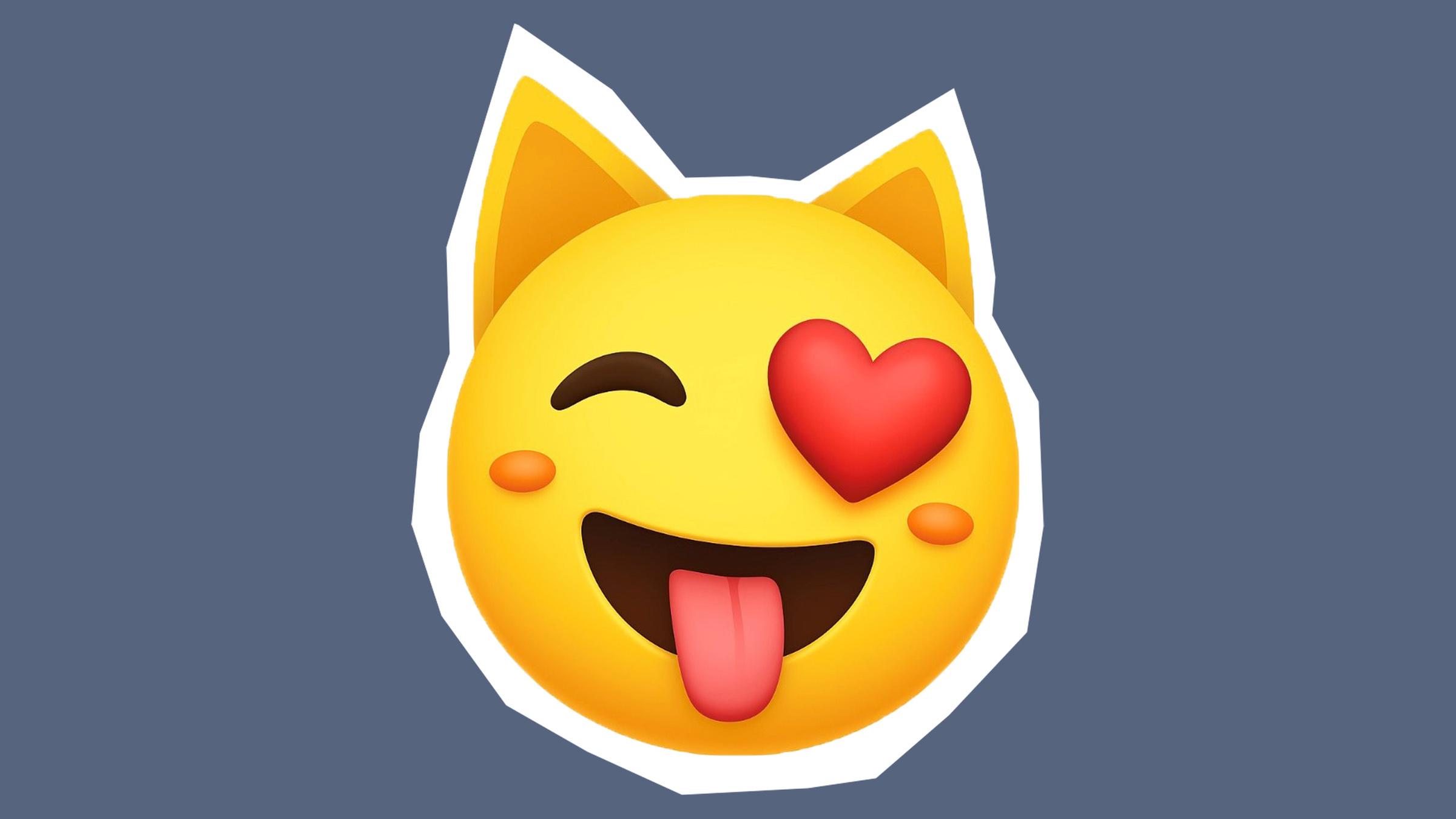 Kazensmiley, der die Zunge rausstreckt und ein Auge ist ein rotes Herz.