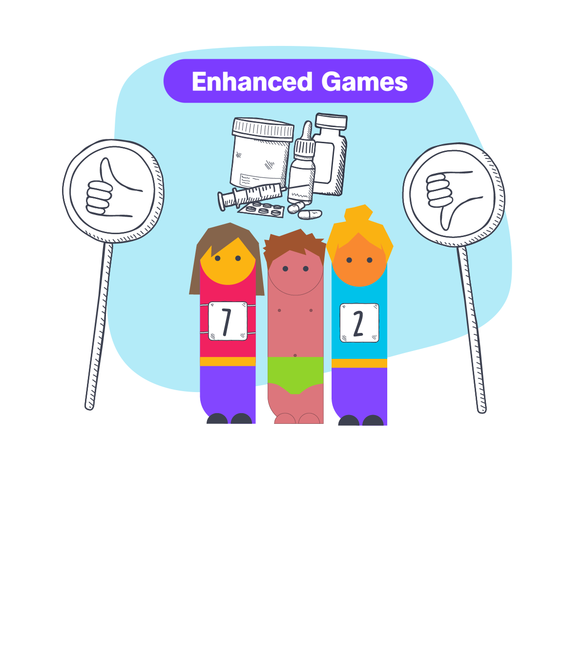 Sportliche Emojis mit dem Schriftzug Enhanced Games.