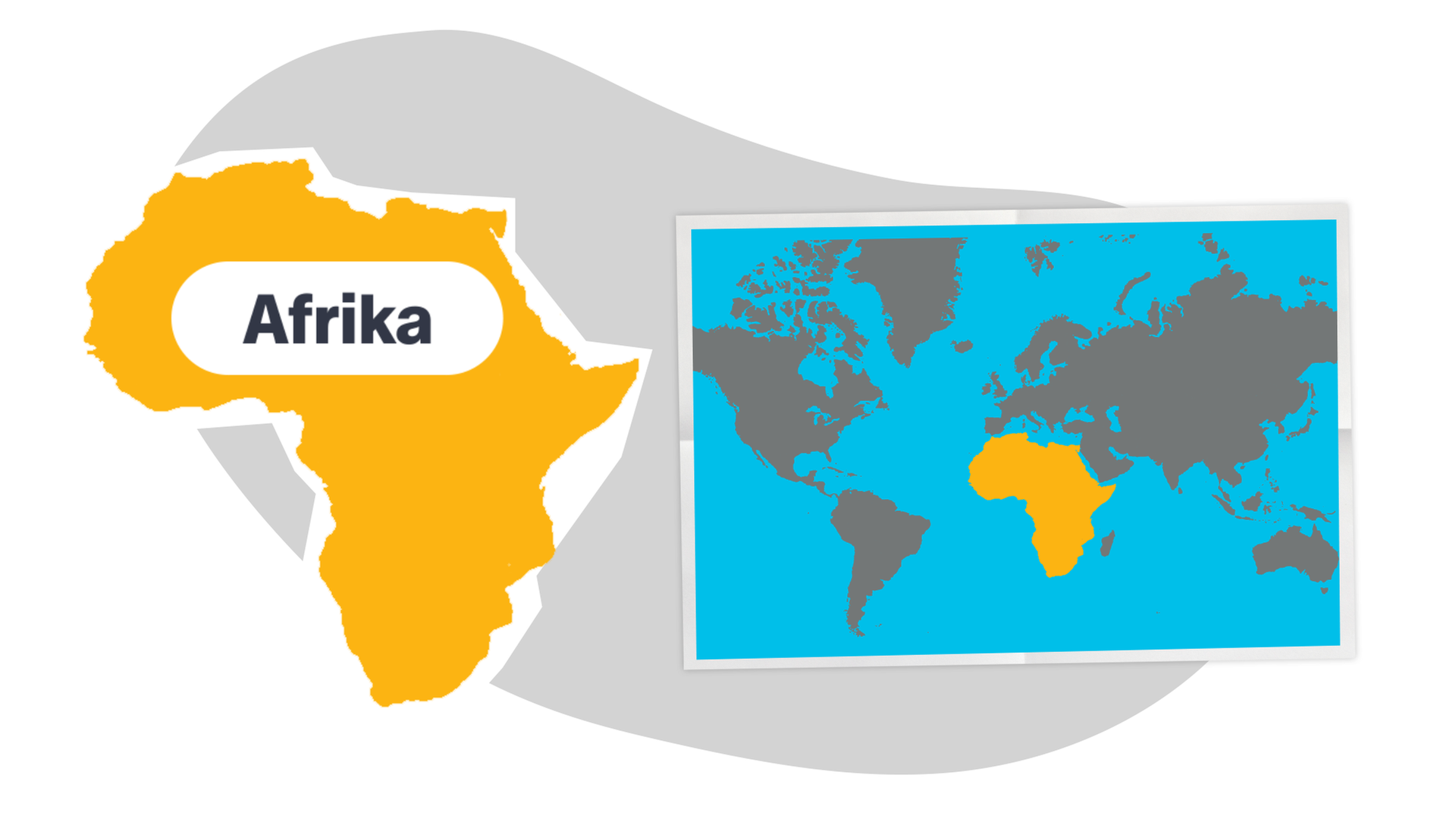 Grafik Weltkarte und Umriss Afrika 