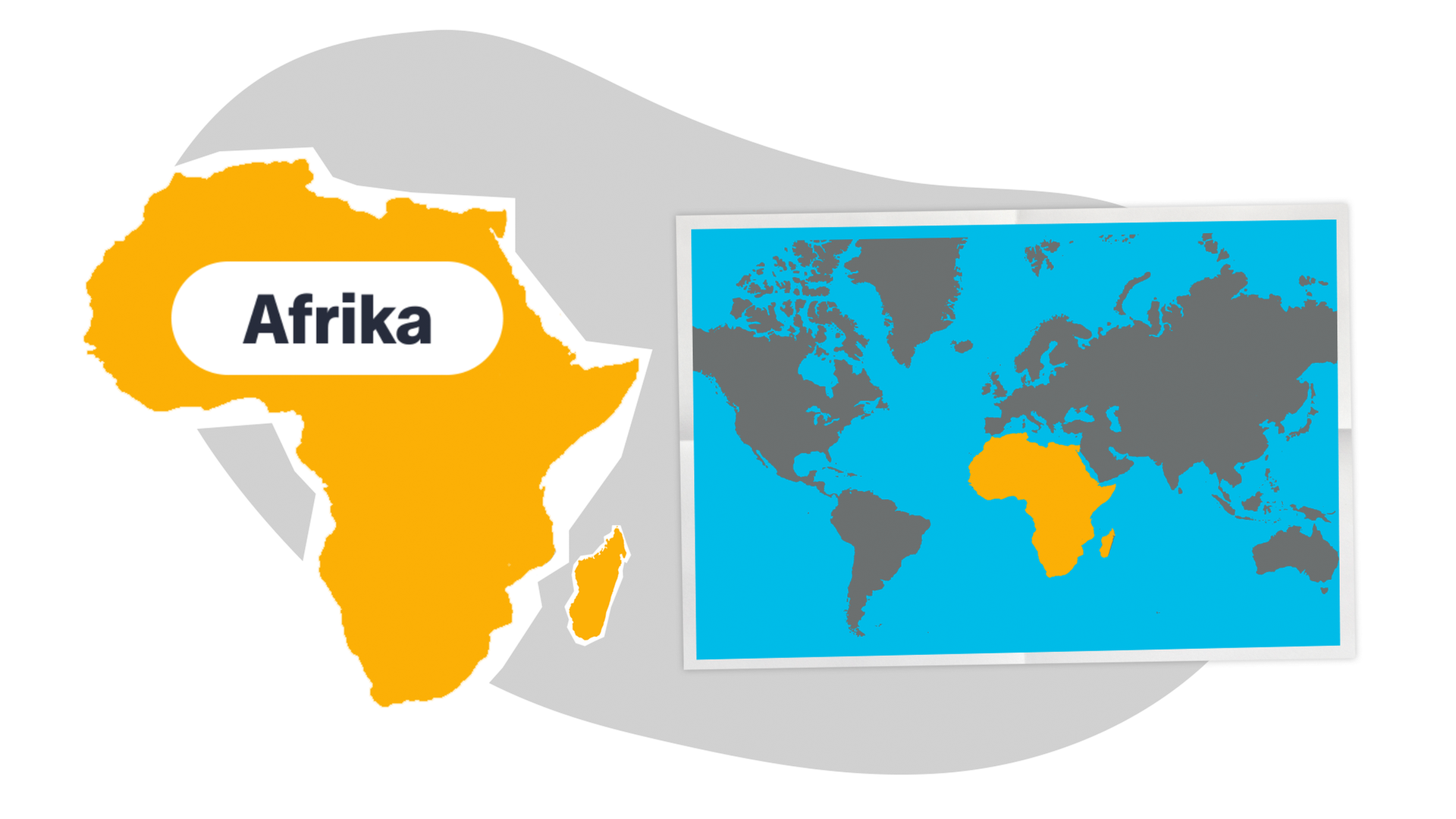 Grafik Weltkarte und Umriss Afrika 