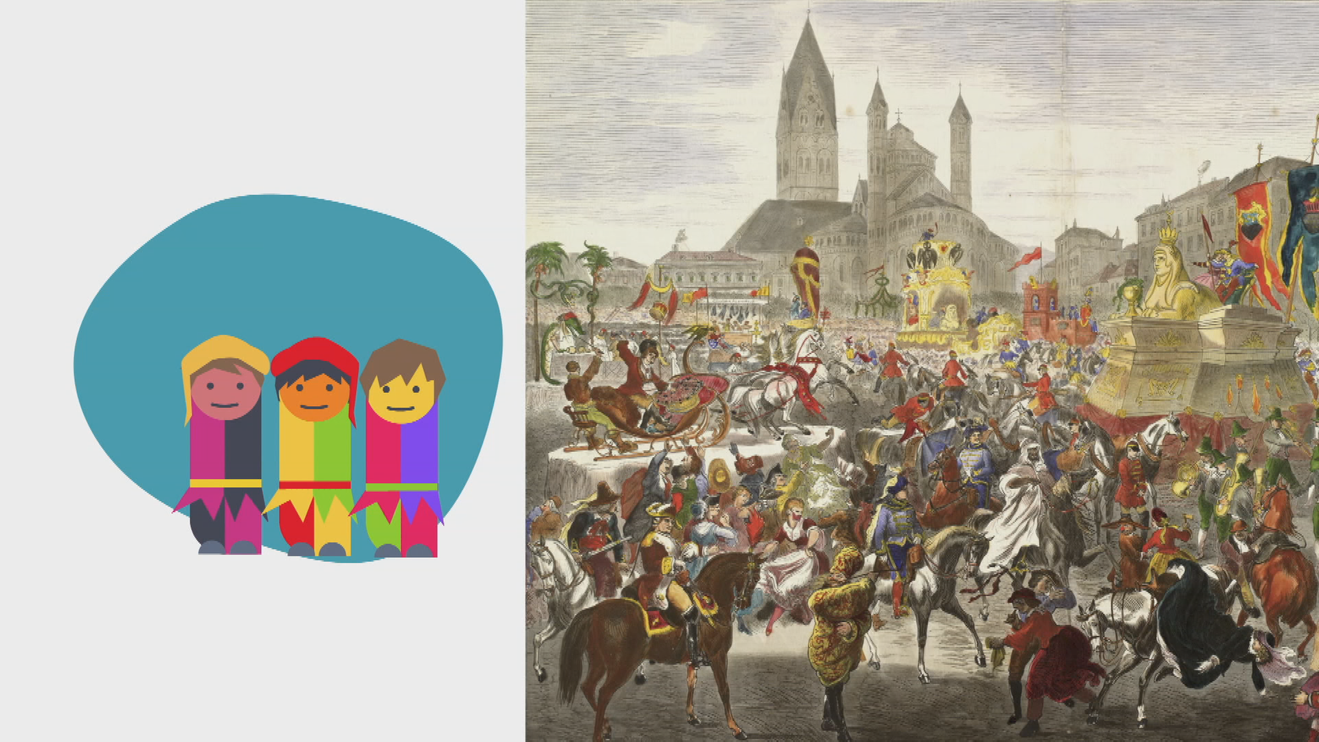 Grafikerklärstück Geschichte Karneval 