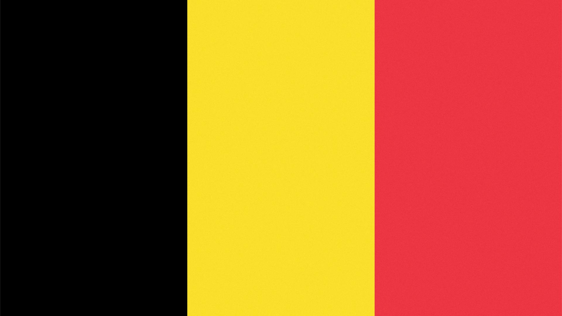 Flagge von Belgien mit drei Balken nebeneinander: schwarz, gelb, rot