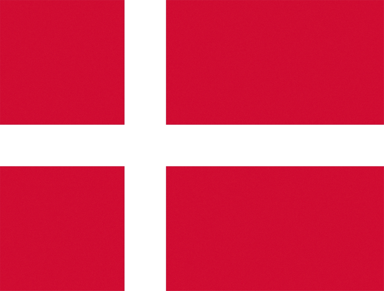 Flagge von Dänemark mit einem weißen Kreuz auf rotem Grund