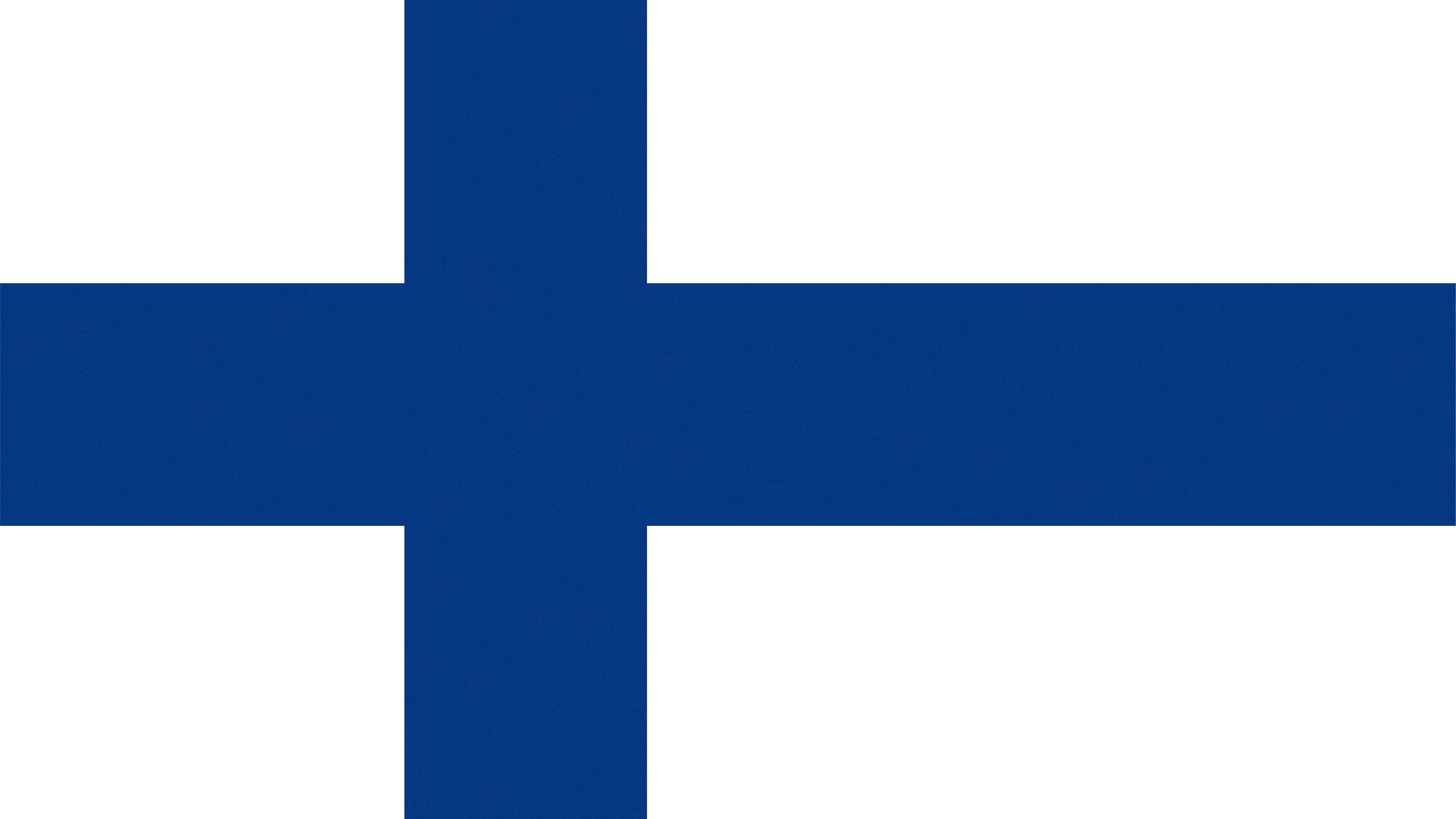 Flagge von Finnland mit einem blauen Kreuz auf weißem Grund.
