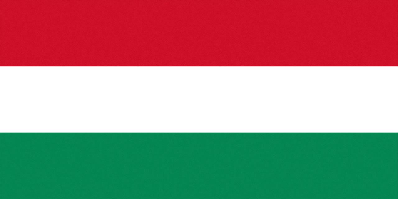 Flagge von Ungarn mit drei Balken übereinander: rot, weiß, grün