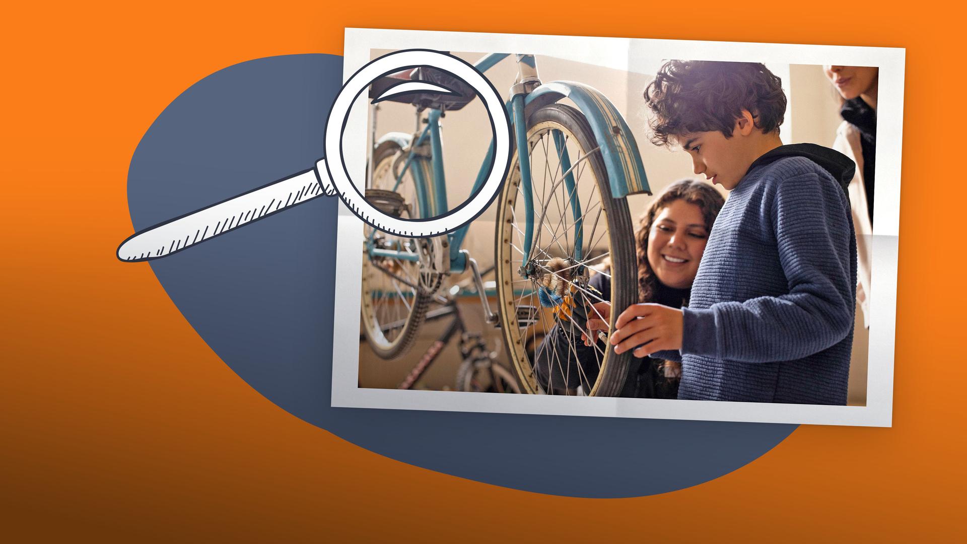 Eine Gruppe von Kindern mit ihren Fahrrädern