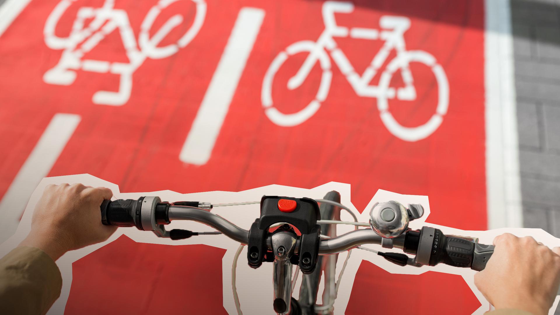 Fahrrad fahren auf Fahrradweg.